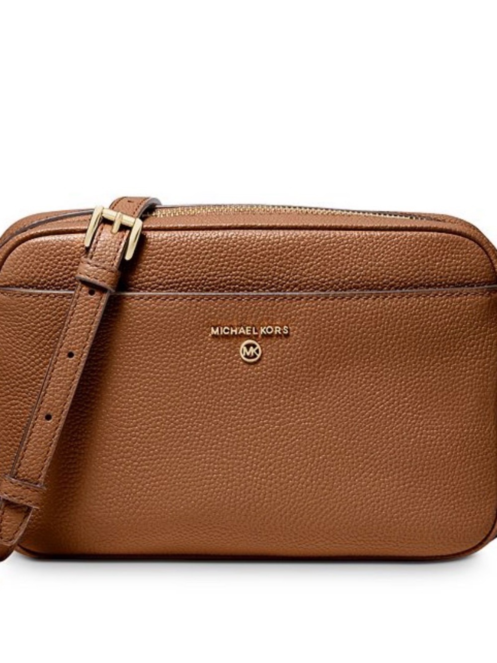Michael Kors Jet Set Charm Bag Brown Pebbled Leather Camera Crossbody